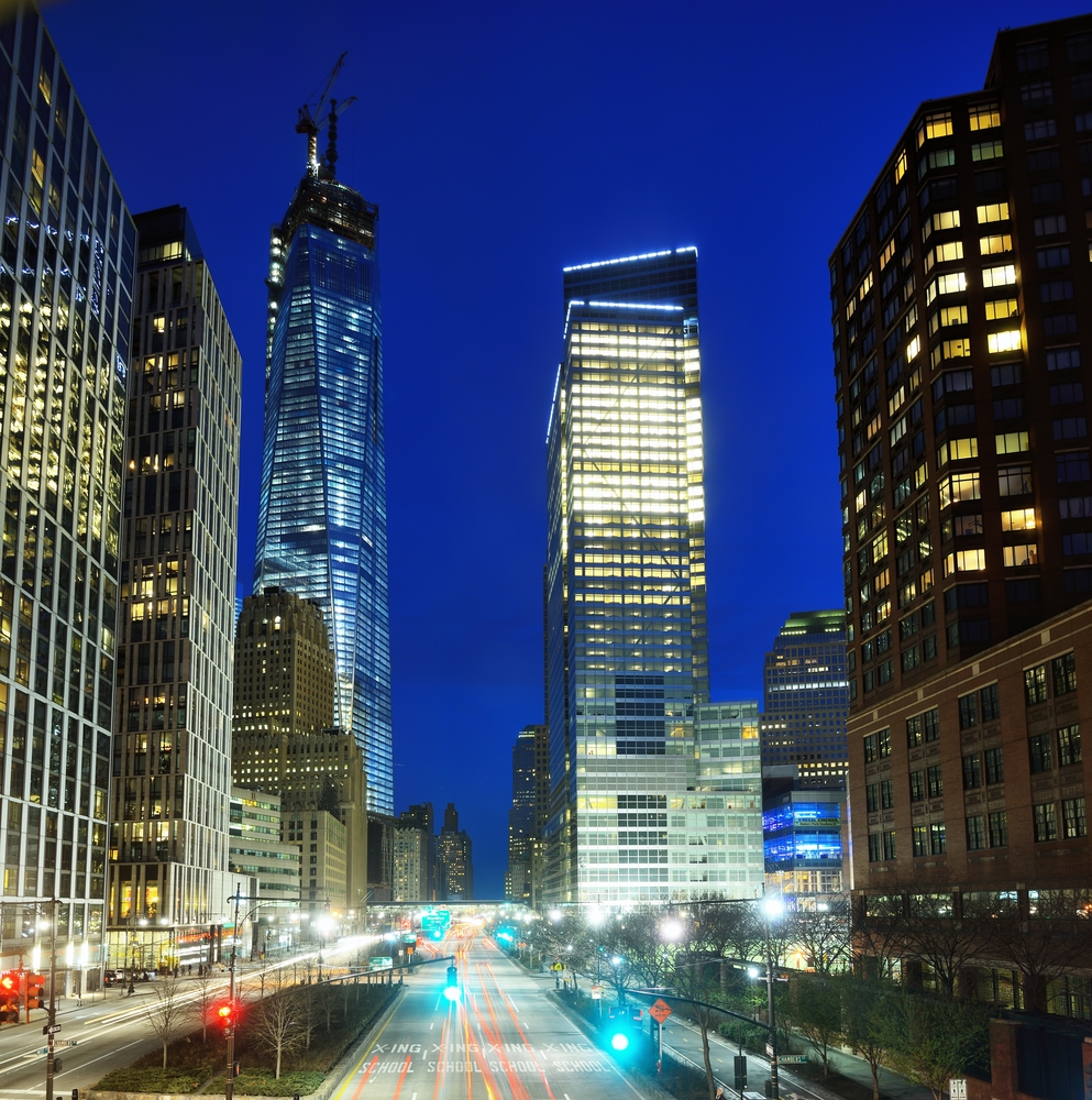 Financial district cityscape of New York City